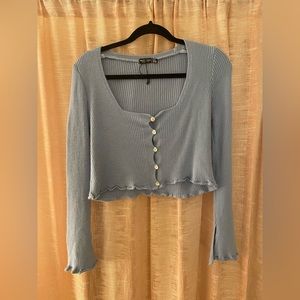 Light blue NastyGal crop top cardigan